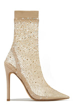 Load image into Gallery viewer, Aliza Embellished Fishnet Ankle Boots - Nude