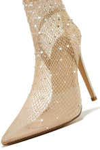 Load image into Gallery viewer, Aliza Embellished Fishnet Ankle Boots - Nude