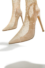 Load image into Gallery viewer, Aliza Embellished Fishnet Ankle Boots - Nude