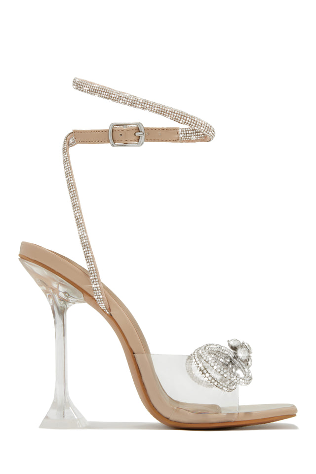 Load image into Gallery viewer, Nude Embellished Bow Heels