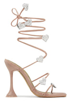 Load image into Gallery viewer, About Love Embellished Lace Up High Heels - Black