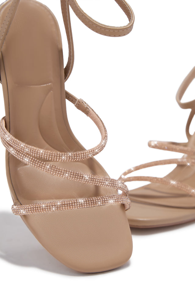 Load image into Gallery viewer, Annalise Embellished Mid Heels - Nude