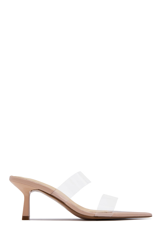 Load image into Gallery viewer, Hayley Clear Strap Mid Heel Mules - Nude