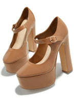 Load image into Gallery viewer, Bella Platform Block Heels - Camel