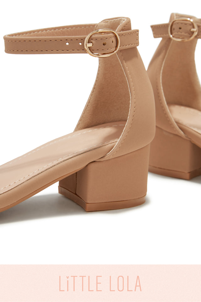 Load image into Gallery viewer, Nude Chunky Block Heels for Toddler Girls
