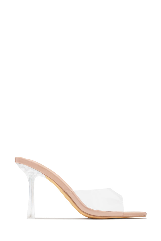 Load image into Gallery viewer, Kendal Clear Strap Mid Heel Mules - Nude