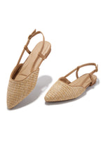 Load image into Gallery viewer, Serena Pointed Toe Slingback Flats - Natural