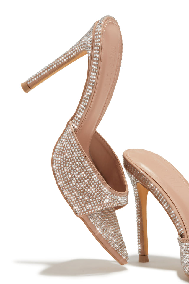Load image into Gallery viewer, Amiah Embellished High Heel Mules - Nude