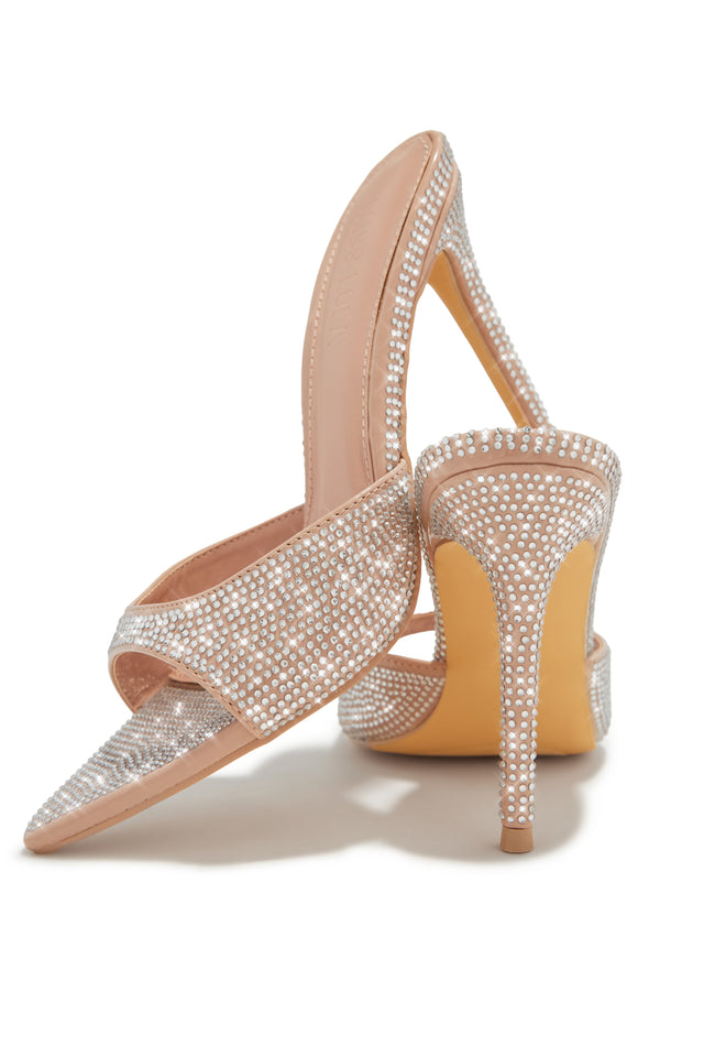 Load image into Gallery viewer, Amiah Embellished High Heel Mules - Nude