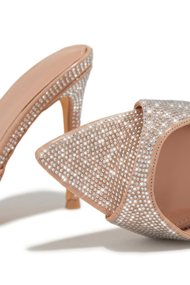 Load image into Gallery viewer, Amiah Embellished High Heel Mules - Nude