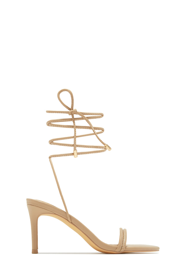 Load image into Gallery viewer, Ashantii Lace Up Mid Heels - Nude