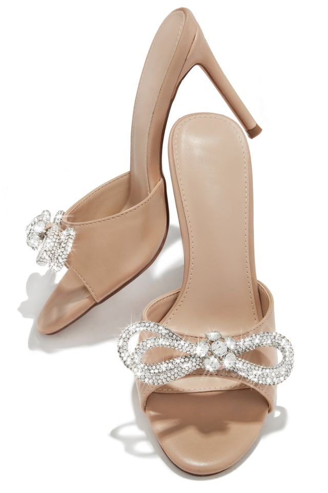 Load image into Gallery viewer, Mishelle Embellished Mule Heels - Nude
