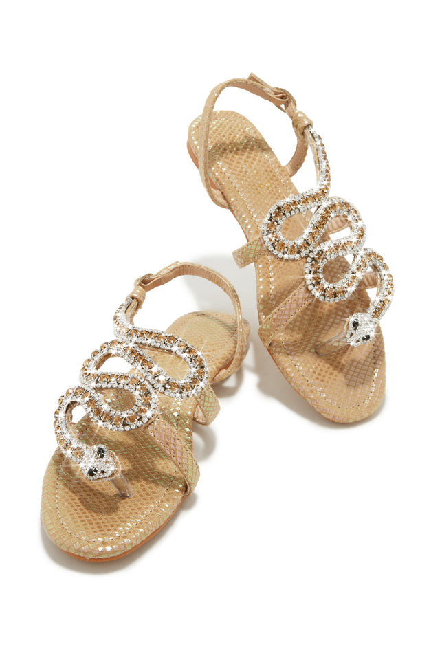 Load image into Gallery viewer, Nude Snake Embellished Sandals