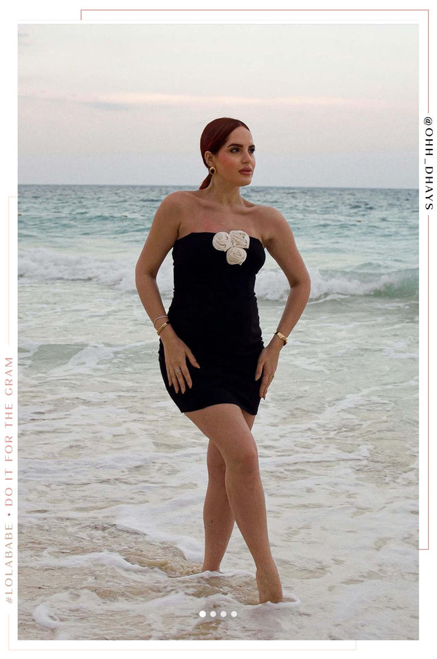 Load image into Gallery viewer, Black and White Bridal Mini Dress