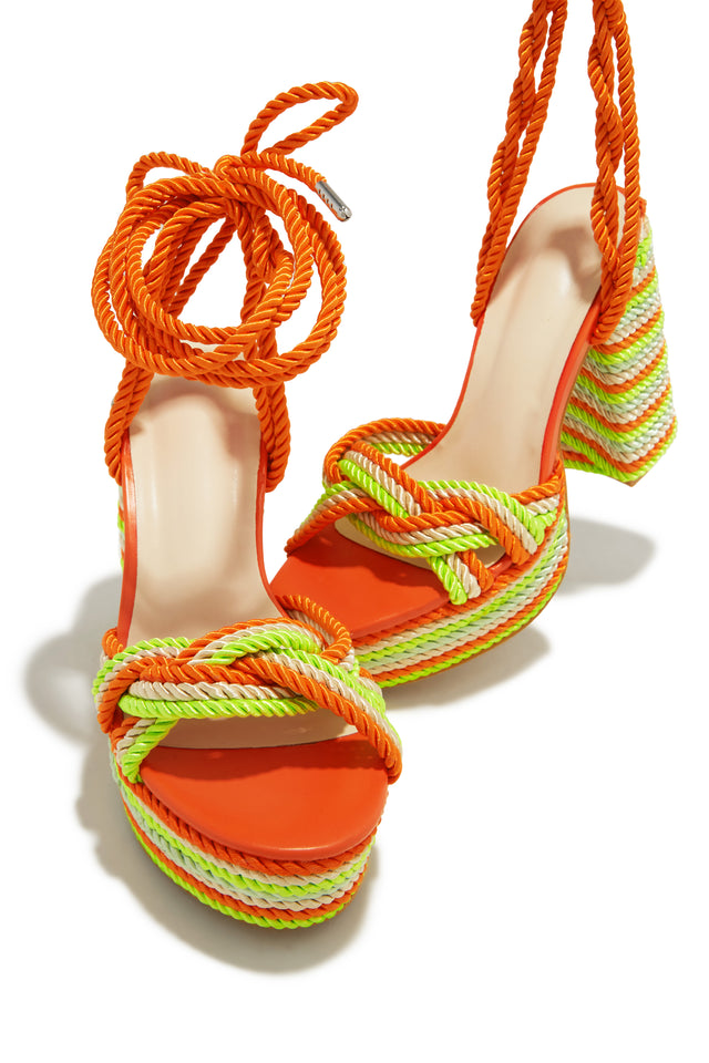 Load image into Gallery viewer, Orange Platform Heels