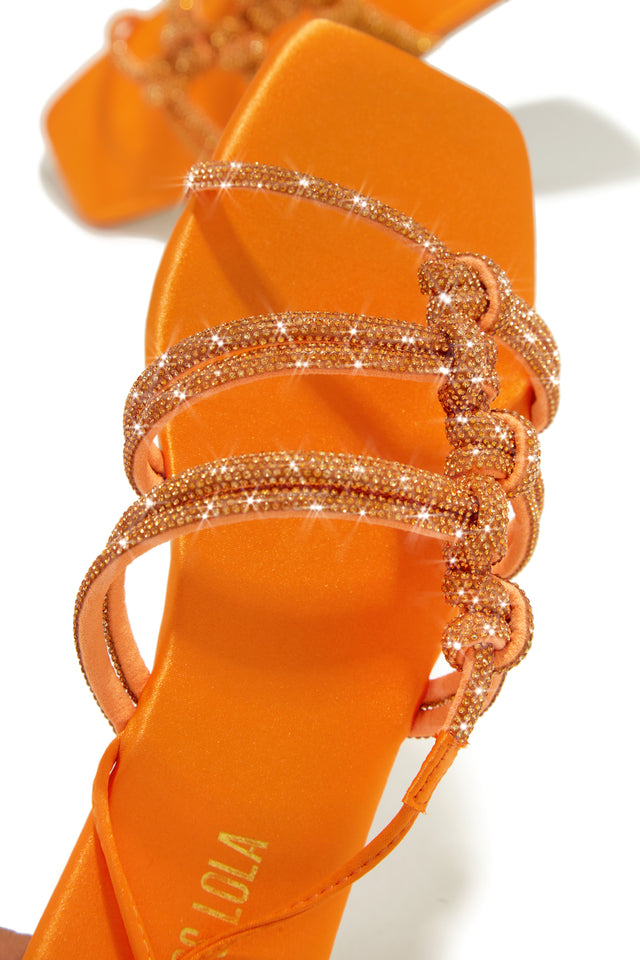 Load image into Gallery viewer, Ibiza Nights Embellished Lace Up Sandals - Orange