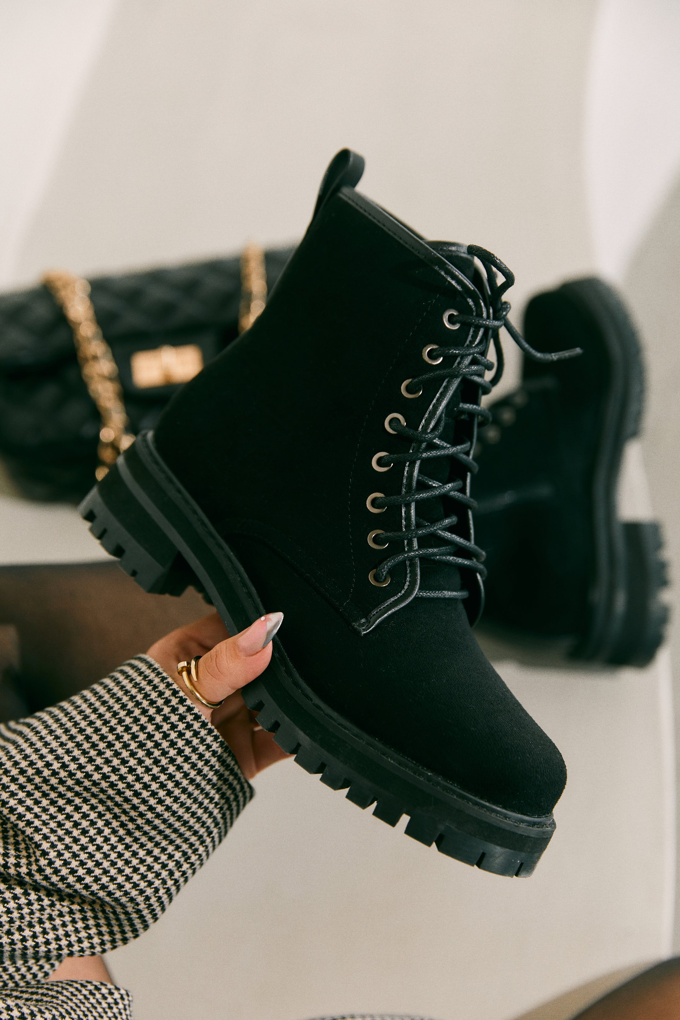 Buy Paige Black Lace Up Combat Boots MISS LOLA