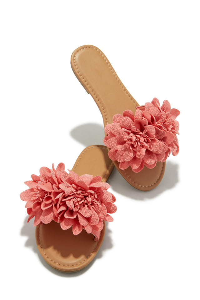 Load image into Gallery viewer, Peach Flower Slip On Sandals