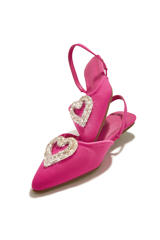Load image into Gallery viewer, Pink Embellished Pointed Toe Flats with Heart Pendant