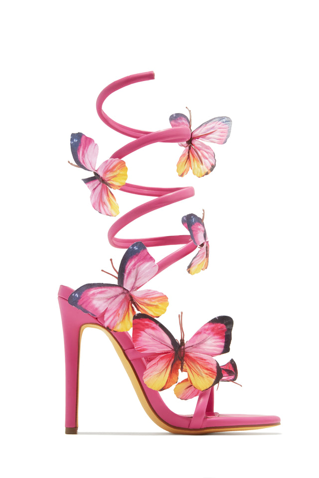 Load image into Gallery viewer, Butterfly Kisses Around The Ankle Coil Heels - Pink