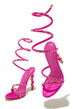 Load image into Gallery viewer, Andria Embellished Around The Ankle Coil Heels - Pink