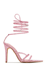 Load image into Gallery viewer, Pink Lace Up Heels