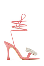 Load image into Gallery viewer, Ciela Lace Up Embellished Bow Heels - Pink