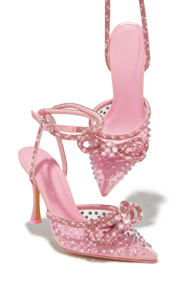 Load image into Gallery viewer, Elina Embellished Ankle Strap Pumps - Pink