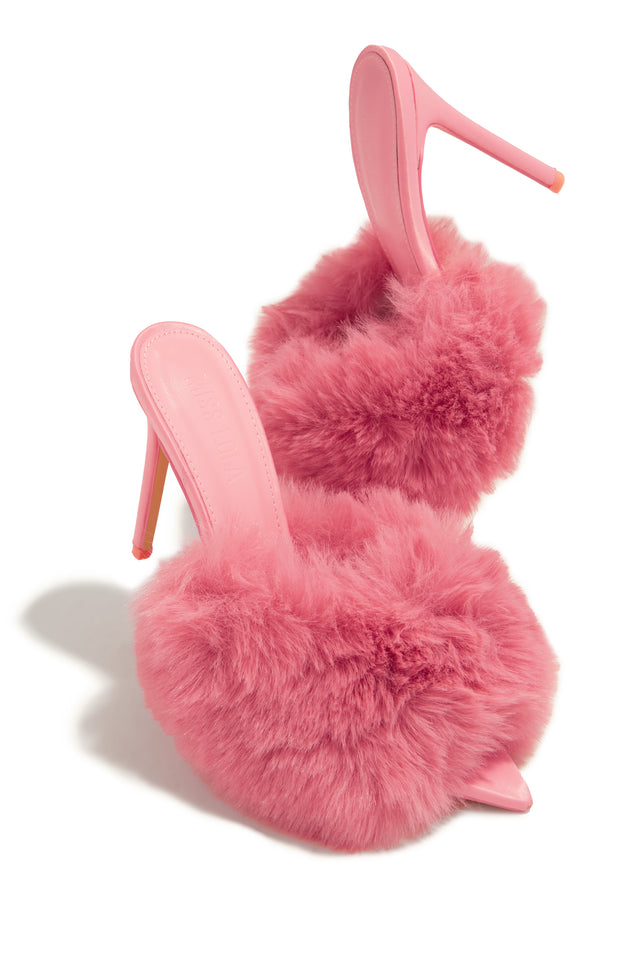 Load image into Gallery viewer, Cherie Faux Fur High Heel Mules - Pink