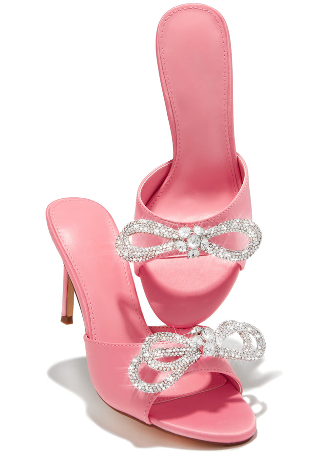 Load image into Gallery viewer, Pink Satin Bow Heel