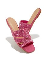 Load image into Gallery viewer, Pink Rhinestone Slip On Sandals