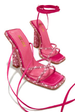 Load image into Gallery viewer, Beautiful Pink Lace Up Heels