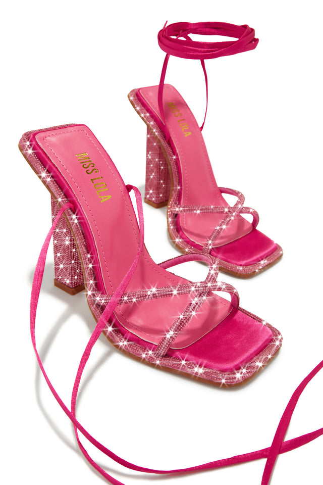 Load image into Gallery viewer, Beautiful Pink Lace Up Heels