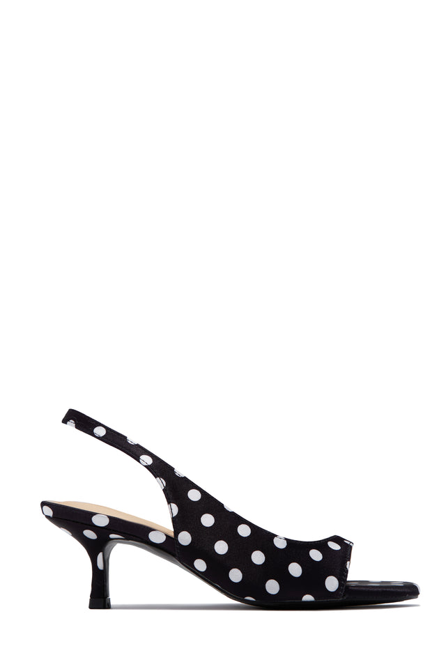 Load image into Gallery viewer, Becca Slingback Mid Heels - Black Polka Dot