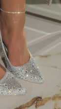 Load and play video in Gallery viewer, Video of silver embellished pumps