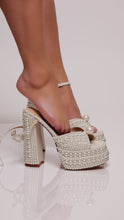 Load and play video in Gallery viewer, Wifey Status Platform Block Pearl Heels - White