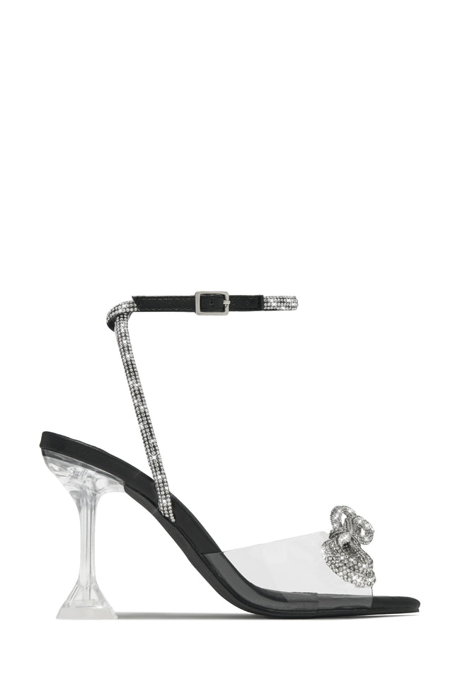 Load image into Gallery viewer, Priscilla Embellished Bow Strap Heels - Black