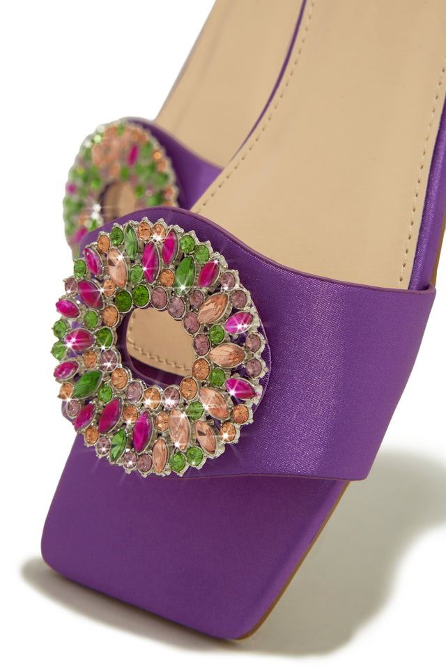 Load image into Gallery viewer, Purple Rhinestone Slip On Flats