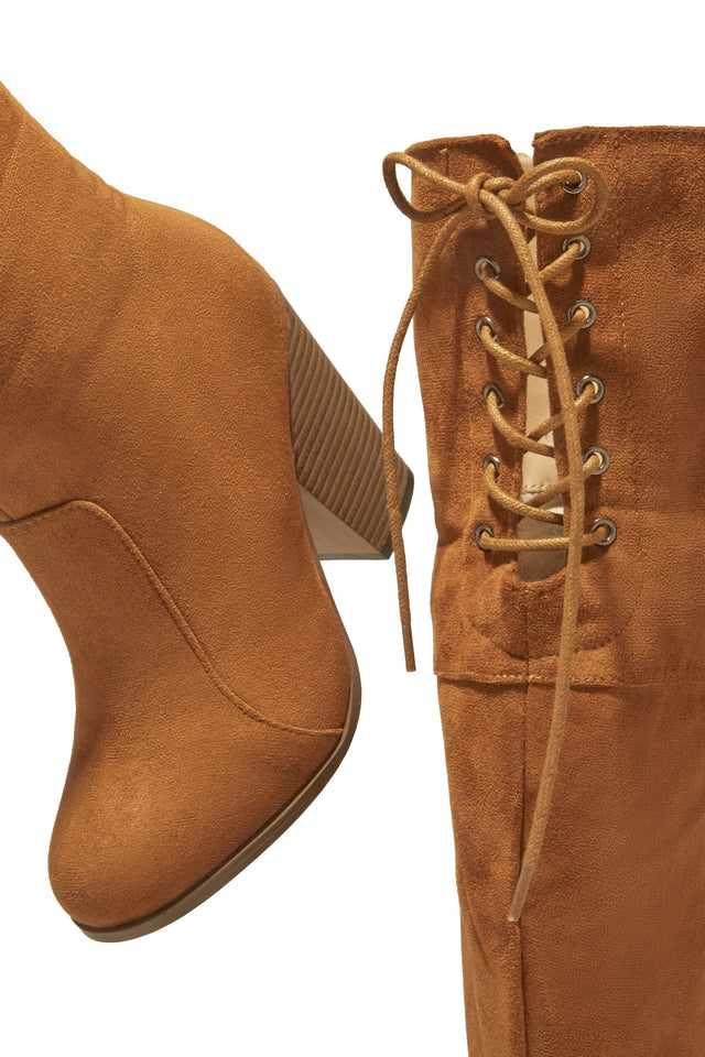 Load image into Gallery viewer, Roadie Over The Knee Block Heel Boots - Tan