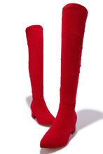 Load image into Gallery viewer, New Moon Over The Knee Block Heel Boots - Red