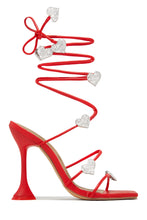 Load image into Gallery viewer, About Love Embellished Lace Up High Heels - Nude