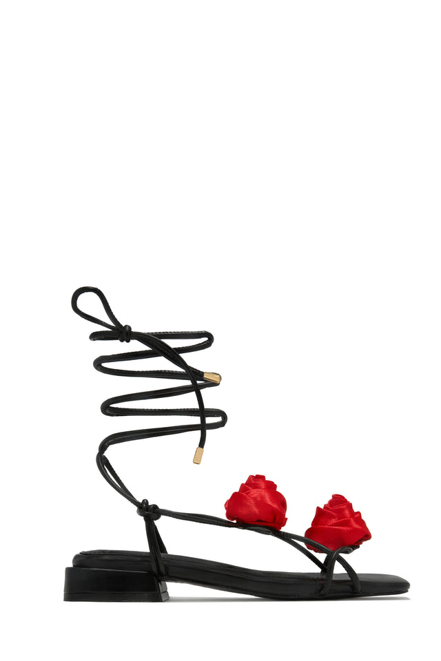 Load image into Gallery viewer, Forever Rose Floral Sandals - Black Red