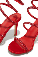 Load image into Gallery viewer, Sushmita Embellished Around The Ankle Coil Heels - Red