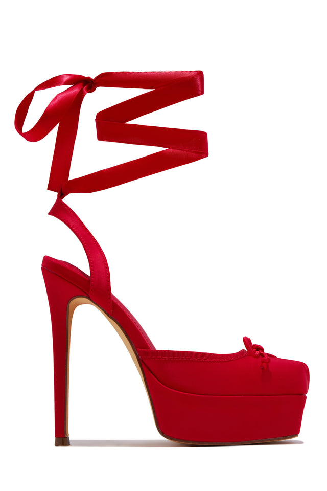 Load image into Gallery viewer, Anastasia Platform Ballet Lace Up Heels - Red