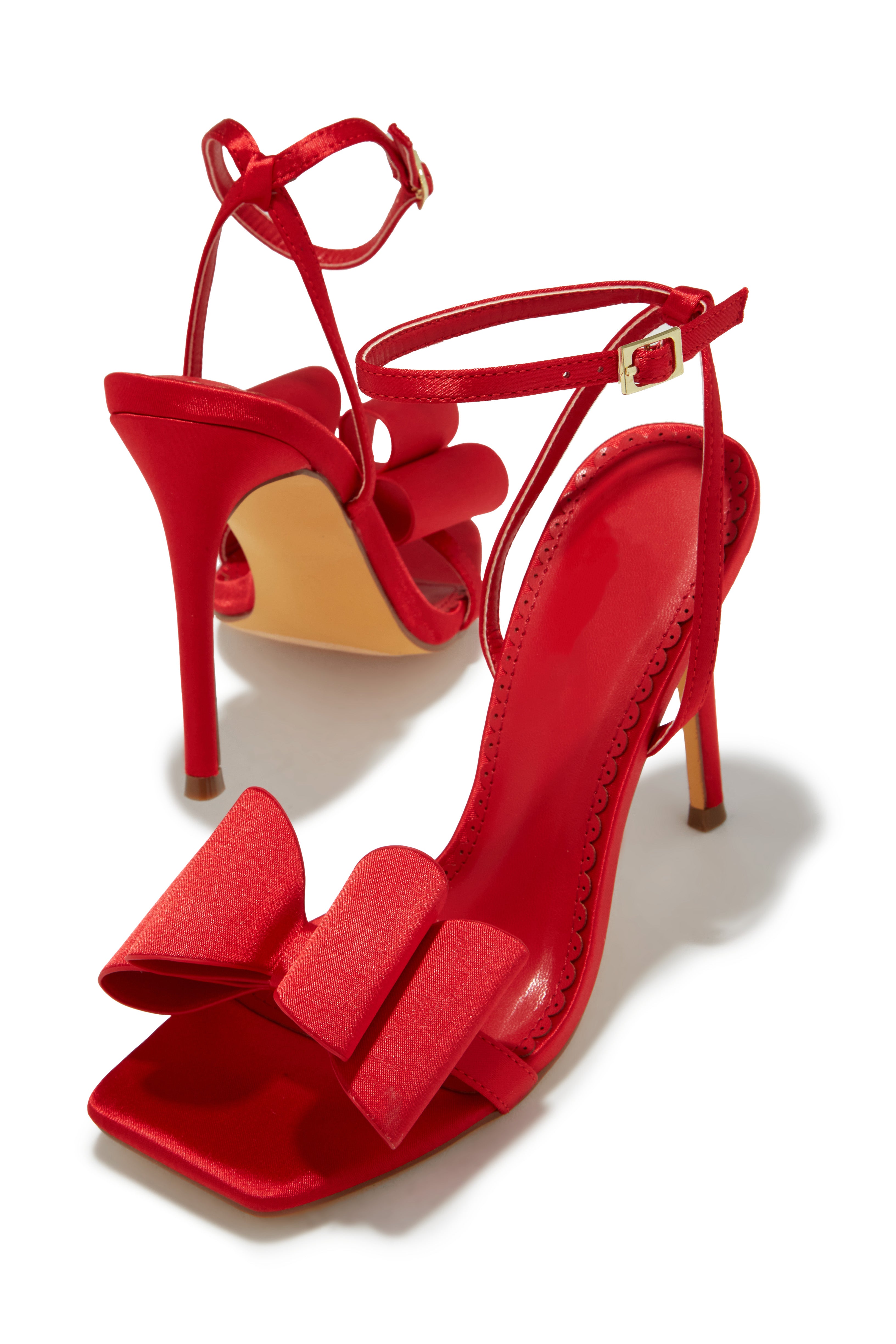 新品Meravel Bow Mesh Strap　（red）ミーラベル PLEASER CTAIL568/RSA/M Sexy Shoes Red Satin Platform Bow