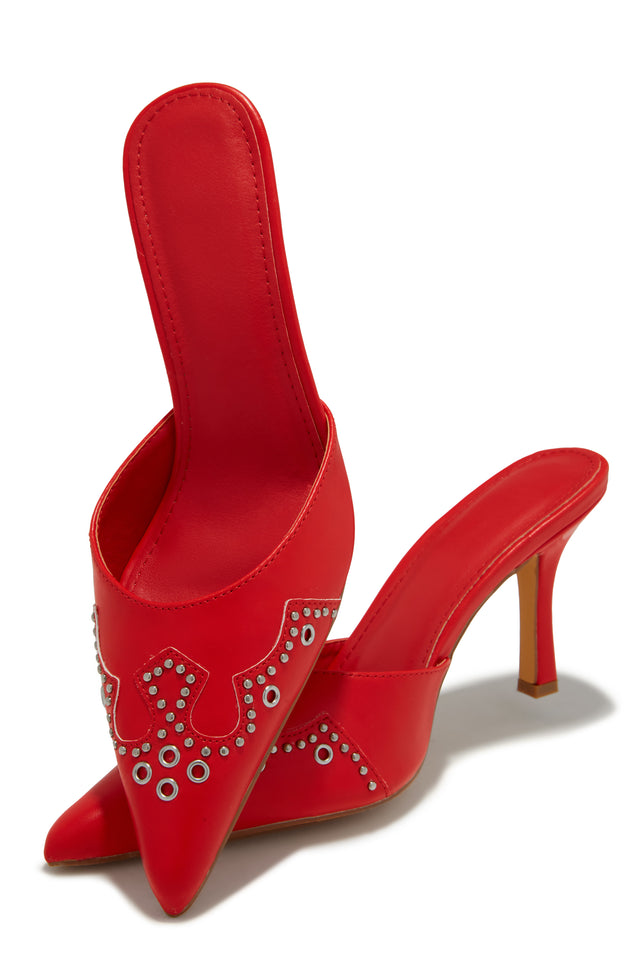 Load image into Gallery viewer, Lauryn Pump Heel Mules - Red