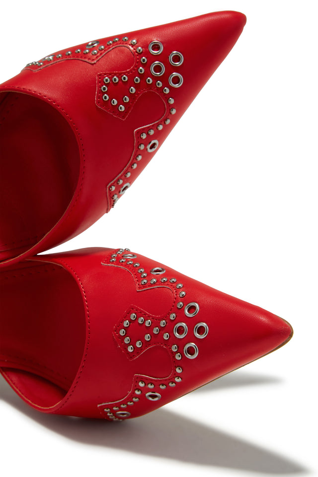 Load image into Gallery viewer, Lauryn Pump Heel Mules - Red