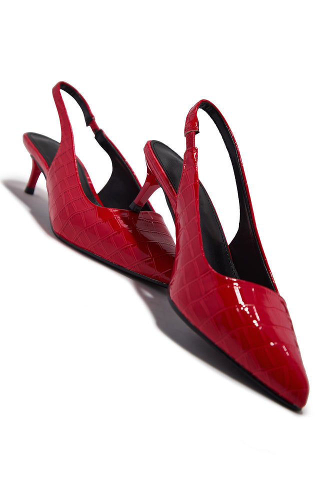 Load image into Gallery viewer, Kiley Mid Heel Slingback Pumps - Red
