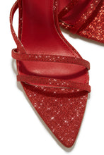 Load image into Gallery viewer, Kimana Glitter Lace Up Heels - Red