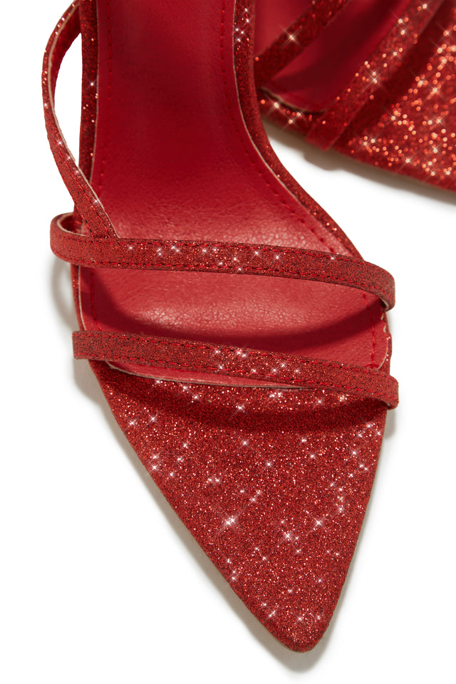 Load image into Gallery viewer, Kimana Glitter Lace Up Heels - Red